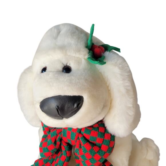 Cuddly Messengers Christmas Dog Plush Stuffed Animal 14" White Puppy Holiday - Picture 3 of 16
